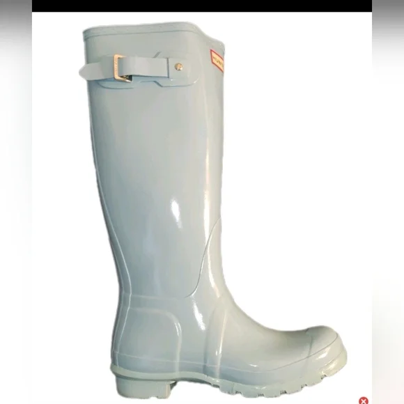 Hunter Original Tall Blue Green Waterproof 7 Boot W/ Matching Metallic Socks - Picture 6 of 16